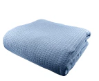 Premium 100% Egyptian Cotton Waffle Blanket for Single / King Single / Double Size Bed 180x230cm Mid Blue