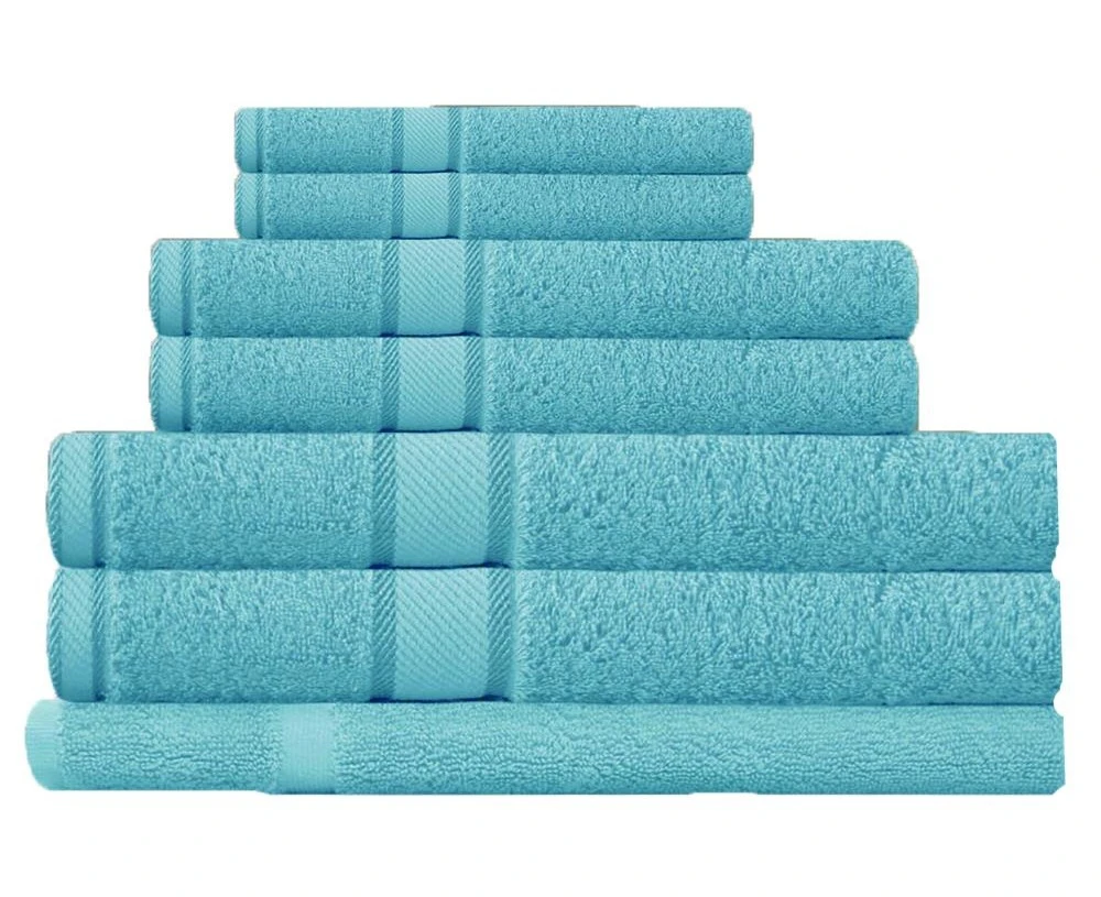 100% Combed Cotton 7 Pieces Bath Towel Set Turqouise