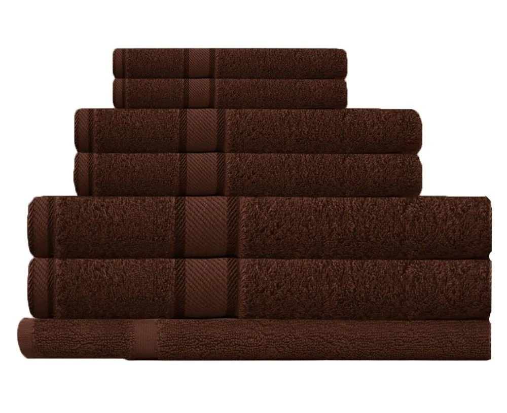 100% Combed Cotton 7 Pieces Bath Towel Set Chocolate