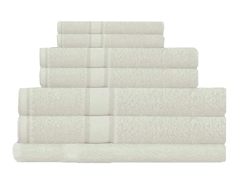 100% Combed Cotton 7 Pieces Bath Towel Set White