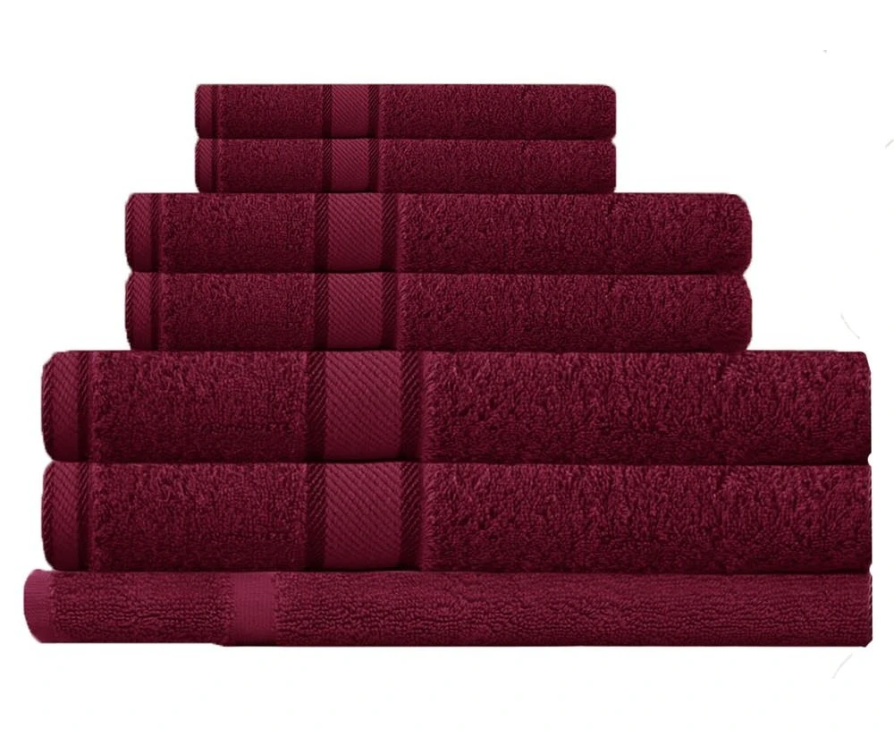 100% Combed Cotton 7 Pieces Bath Towel Set Burgundy