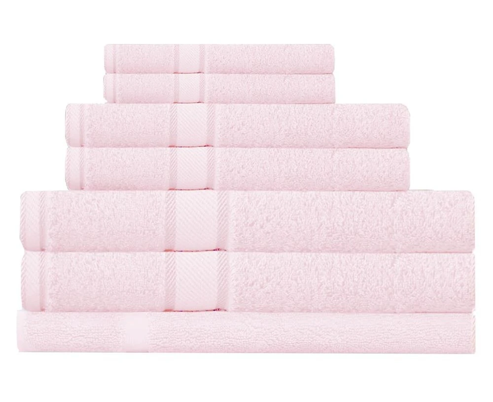 100% Combed Cotton 7 Pieces Bath Towel Set Baby Pink