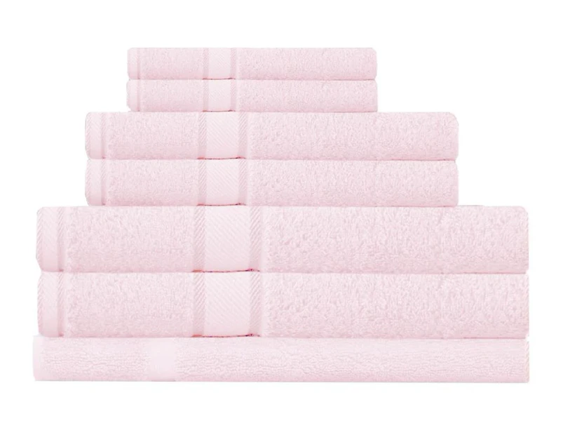 100% Combed Cotton 7 Pieces Bath Towel Set Baby Pink