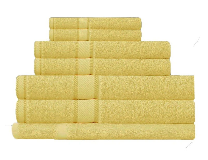 100% Combed Cotton 7 Pieces Bath Towel Set Yellow