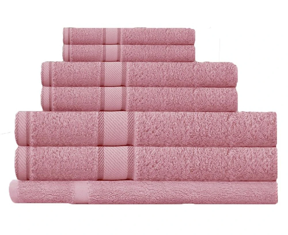 100% Combed Cotton 7 Pieces Bath Towel Set Rose