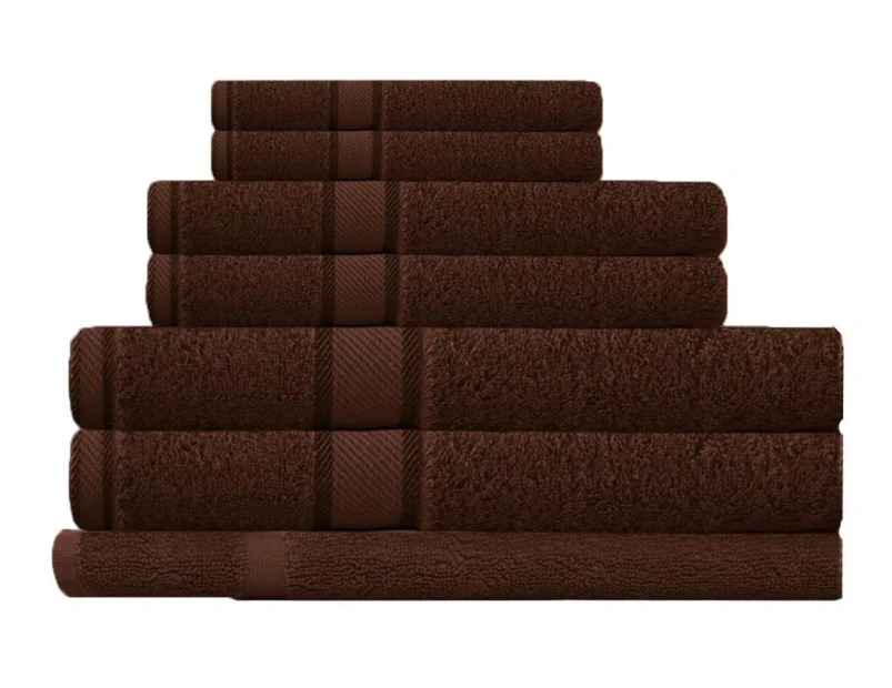 100% Combed Cotton 7 Pieces Bath Sheet Set Chocolate