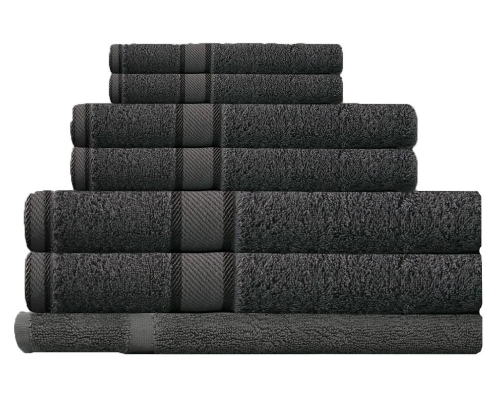 100% Combed Cotton 7 Pieces Bath Sheet Set Charcoal