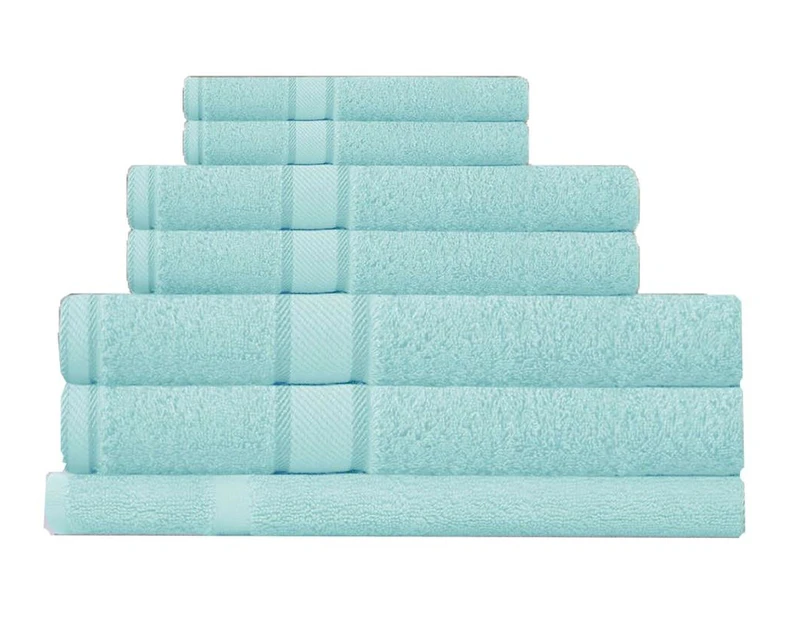 100% Combed Cotton 7 Pieces Bath Sheet Set Soft Aqua