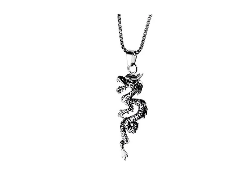 Duohan Character Animal Zodiac Dragon King Retro Gift Mens Necklace Pendant - 24 Inch