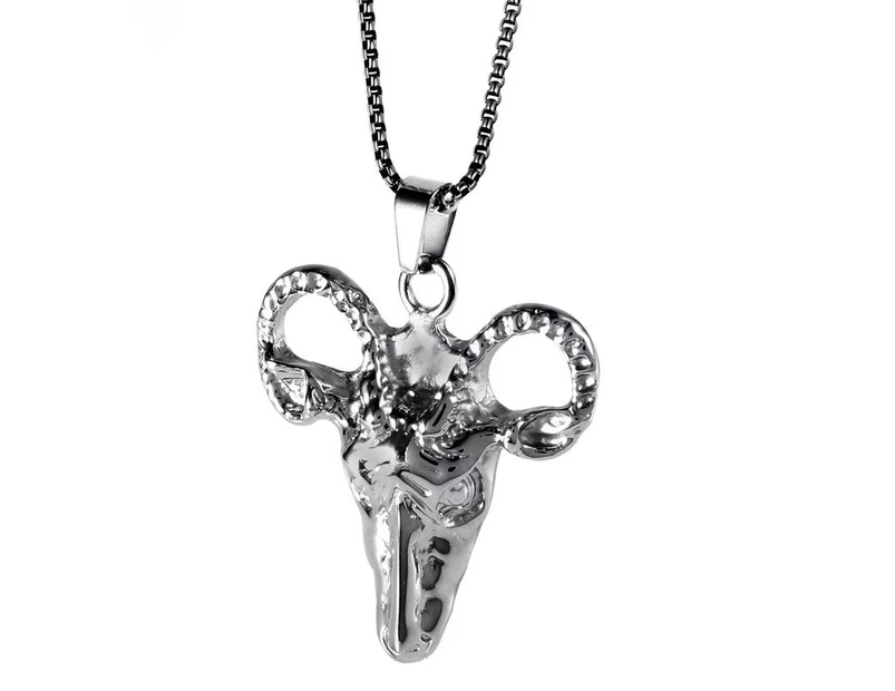 Duohan Sheepshead Pendant Titanium Steel Ram  Angel Zodiac Animals Necklace - 24 Inch