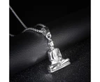 Duohan Titanium Steel Buddha Pendant Amulet Necklace Black Rap Hip Hop Religious Ornament - 24 Inch