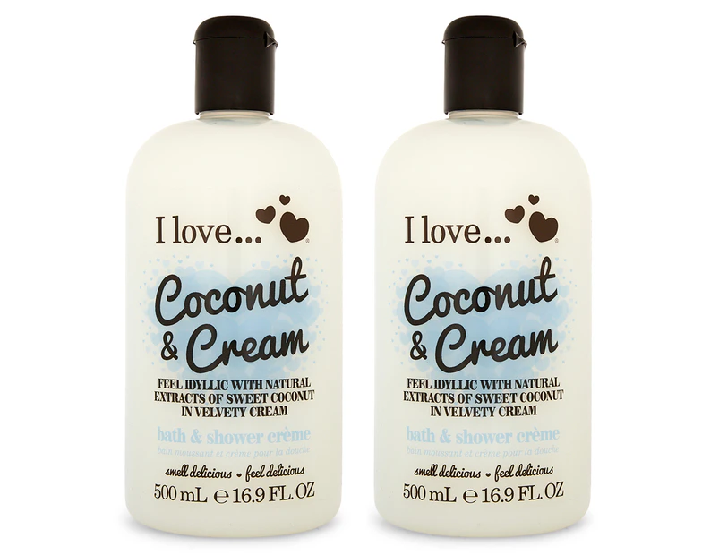 2 x I Love Bath & Shower Crème Coconut & Cream 500mL