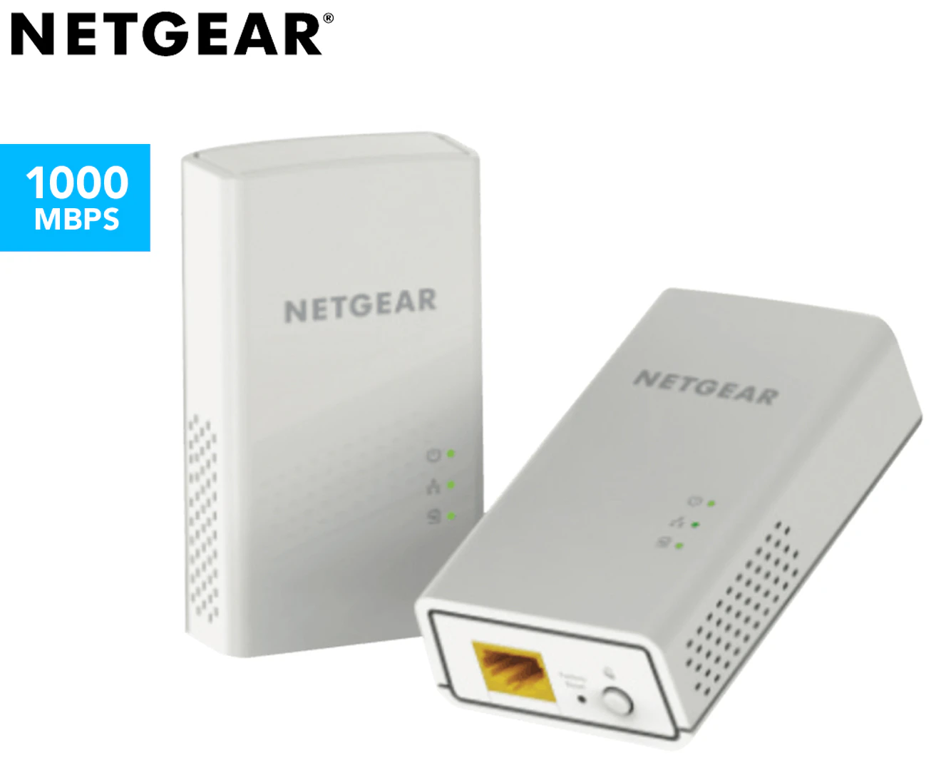 NETGEAR Homeplug AV2 PL1000 1000Mbps Dual Kit PowerLine with 1 x Gigabit Lan [PL1000-100AUS]