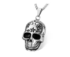 Duohan Arrogance Five-Pointed Star Skull Trendsetter Titanium steel Mens Pendant Necklace - 24 Inch