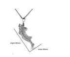 Duohan Arrogance Tuba Titanium Steel Piranha Pendant Fish Skeleton Ornament Necklace - 24 Inch