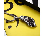 Duohan Japanese Titanium Steel Feather Maple Leaf Pendant Retro Personality Mens Necklace - 24 Inch