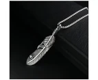 Duohan Japanese Gaoqiao Series Feather Necklace Stainless Steel Eagle Leaf Sweater Chain Pendant - 24 Inch