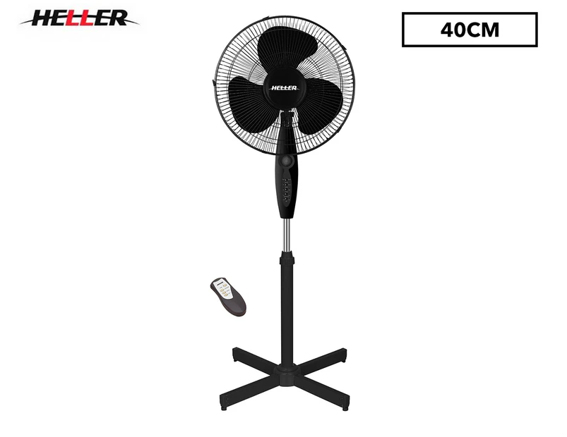 Heller 40cm Pedestal Fan with Remote - Black HF40BRG