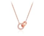 Interlocking Circle CZ Pave Necklace in Sterling Silver Rose Gold Plated 1