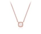 Square Cut Elegance CZ Necklace in Sterling Silver Rose Gold Plated 1
