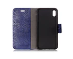 For iPhone XS Max Cover,Crocodile Texture Folio Leather Mobile Phone Case,Blue
