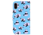 For iPhone XS MAX Cover,Leather Folio Wallet Card Slots Mobile Phone Case,Panda