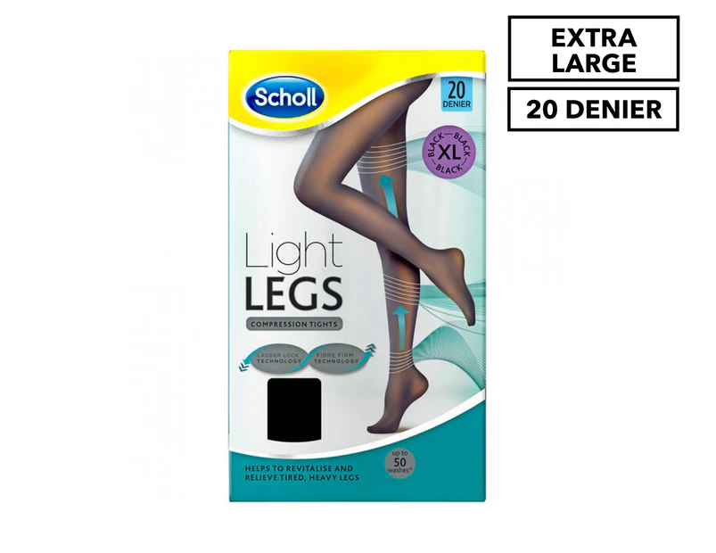 Scholl Light Legs 20 Denier Size XL Compression Tights - Black