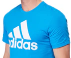 Adidas Men's Essentials Linear Tee - Bright Blue/White