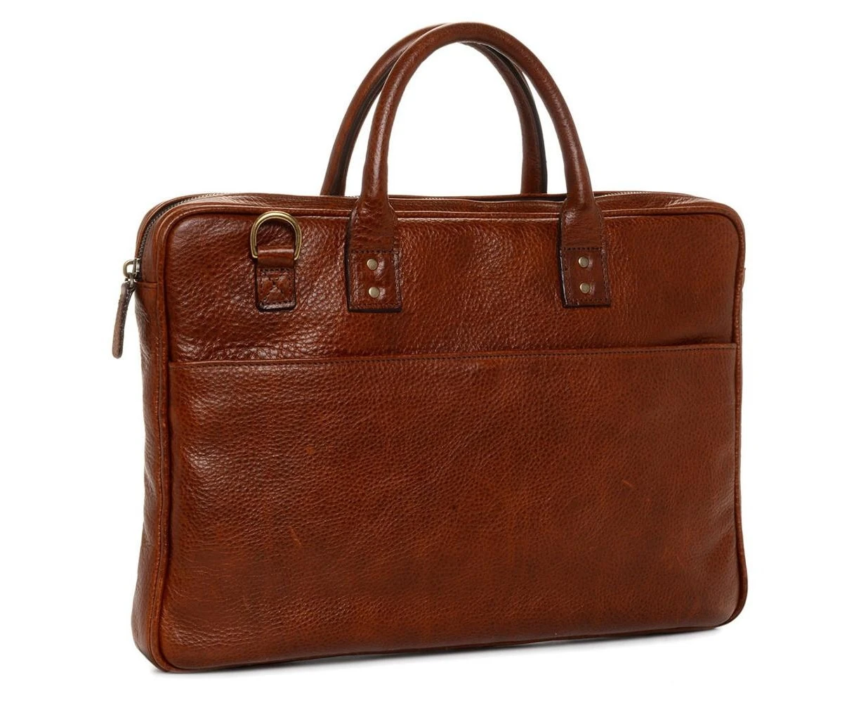 ONA The Kingston 15" Laptop Briefcase Italian Leather Case Shoulder Bag Walnut Brown