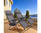 Zero Gravity Reclining Lounge with Tray Portable Outdoor Sun Lounge Beach Camping Chair