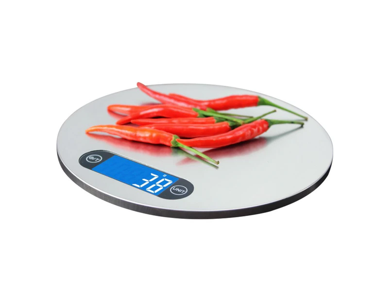 5Kg Stainless Steel Electronic Kitchen Scale 1G Graduation Blue Backlit Lcd 5000G