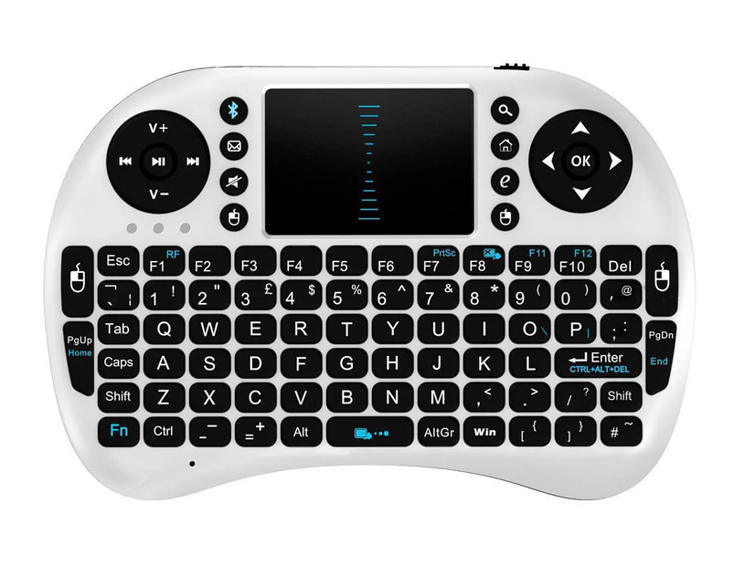 Bluetooth Mini Wireless Keyboard Touchpad Mouse Combo Rechargeable Usb 2.0 White
