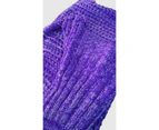 Knitted Mermaid Tail Blanket Crochet Leg Wrap Kids Child Purple 130X60Cm