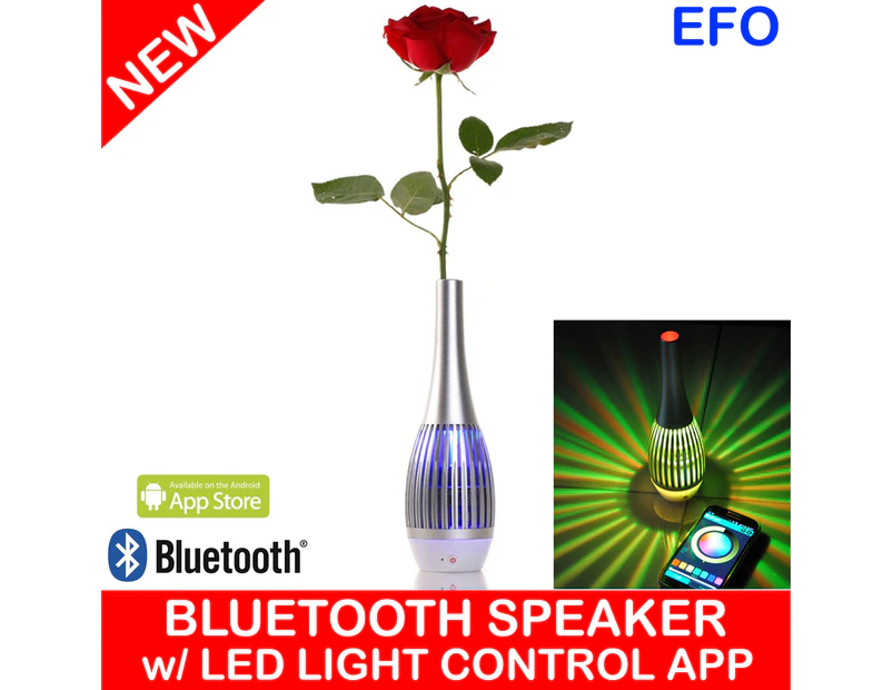 Bluetooth Rechargeable Speaker Vase Led Light Control App Android Handsfree Silver