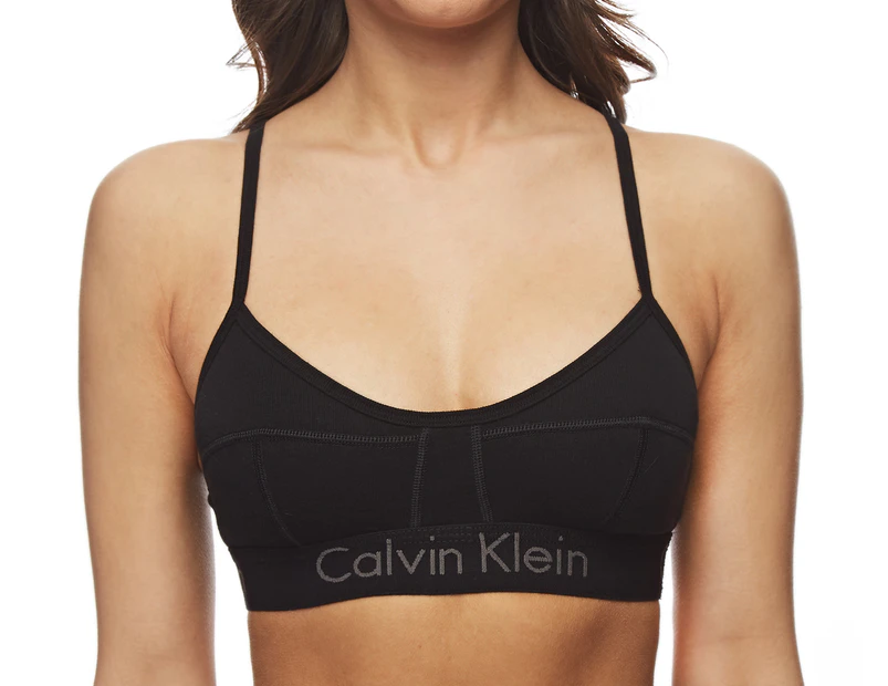 Lace shoestring strap bralette, black, Calvin Klein Underwear