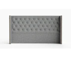 King Size Fabric Button Bed Head - Camila Collection (Space Grey, 125cm)