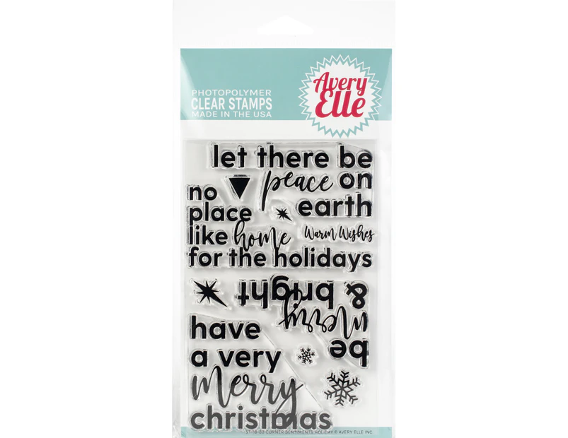 Avery Elle Clear Stamp Set 4"X6"-Corner Sentiments-Holiday