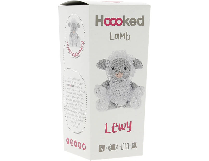Hoooked Lamb Lewy Yarn Kit W/Eco Brabante Yarn-White & Gray