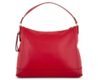 Coach Charlie Leather Hobo Purse Bag - Classic Red