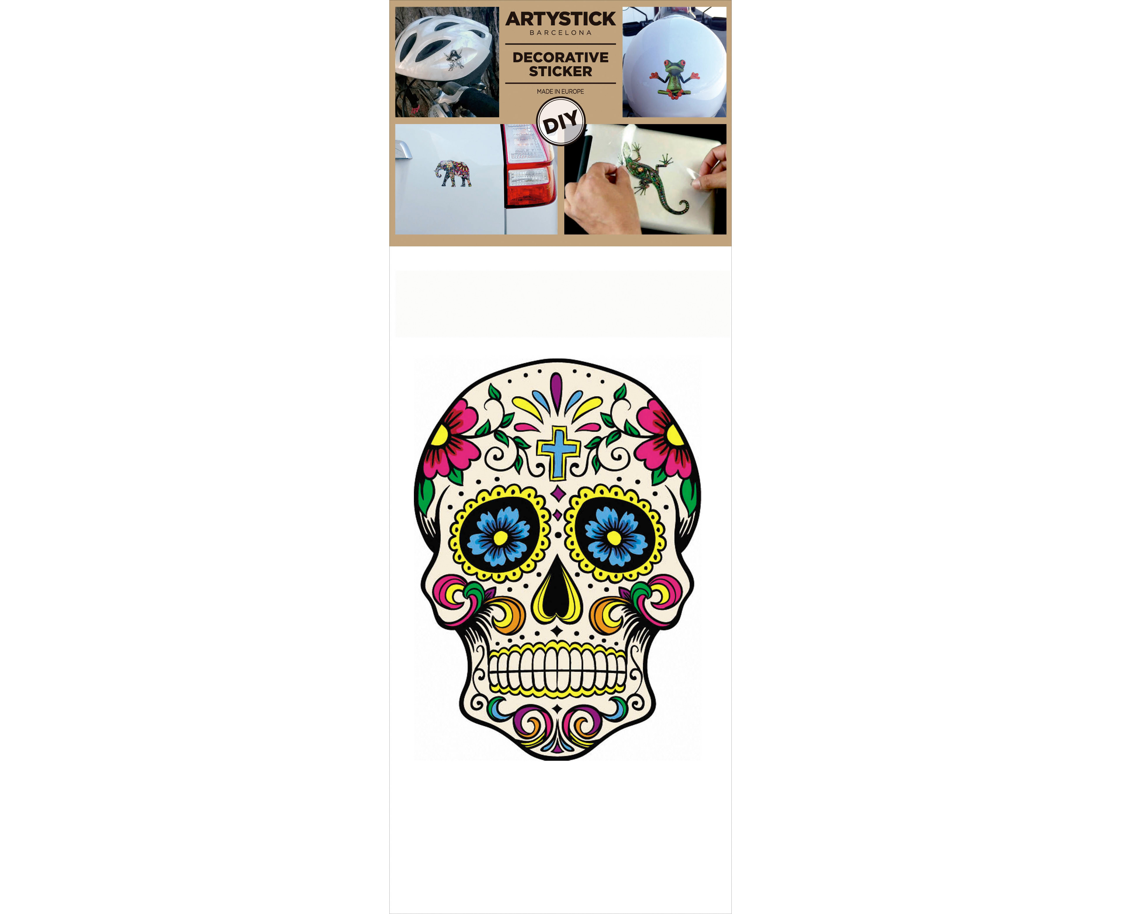 Artystick Decorative Stickers 3.75X7.75-Hippie Skull 2