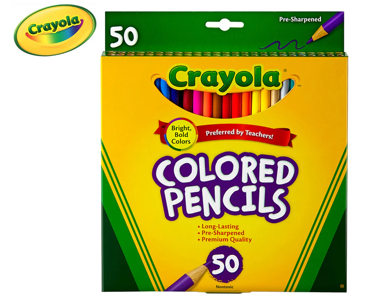 Crayola 50-Piece Full Size Coloured Pencils Pack - Assorted