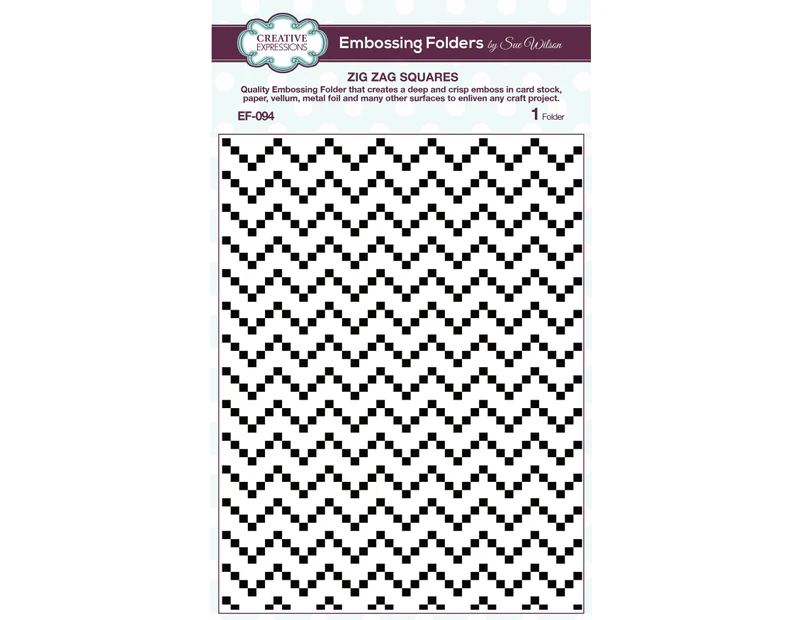 Creative Expressions Embossing Folder By Sue Wilson-Zig Zag Squares