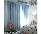 Single Panel Star Blockout Curtain Pure Fabric in BLUE