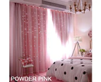 Single Panel Star Blockout Curtain Pure Fabric in PINK