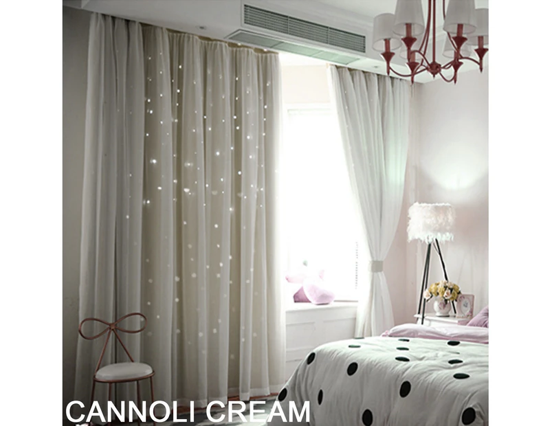 Single Panel Star Blockout Curtain Pure Fabric in CREAM