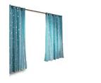 Single Panel Star Blockout Curtain Pure Fabric in BLUE