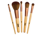 Illuminate Me Pull Down Pouch 5-Piece Cosmetic Brush Set - Brown/Grey/Bronze