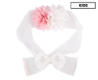 Designer Kidz Girls' Gwen Flower Sash Belt - Ivory/Pink