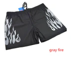 Select Mall Men's Soft Flame Print Swimwear Trunks Boxer Briefs Jogging Shorts-Black