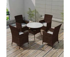 Garden Dining Set 9 Piece Poly Rattan Brown Table Chair Seat Cushion